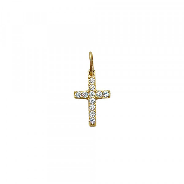 Крестик из золота желтого цвета с цирконом