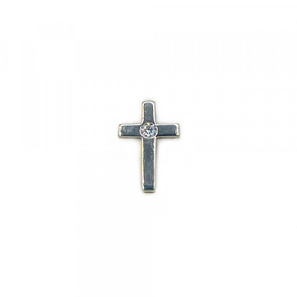 Хрестик з білого золота з цирконом