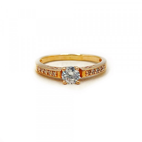 Каблучка з червоного золота з цирконом