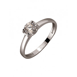 Кольцо из золота в белом цвете с цирконом 01-200250910