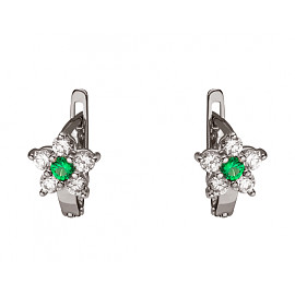 Серьги из золота в белом цвете с цирконом 01-200283110