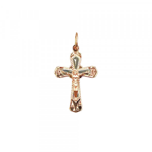 Хрестик з червоного з білим золота