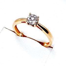 Кольцо из золота с желтым и белыми бриллиантами