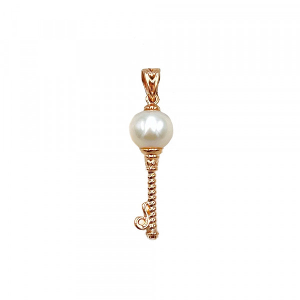 Золотой кулон в красном цвете с жемчугом