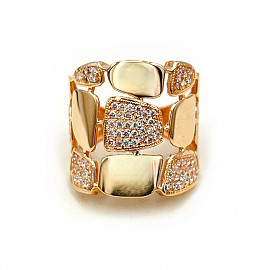 Каблучка з золота червоного кольору з цирконом 01-200835810