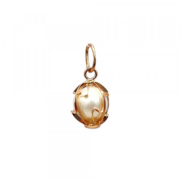 Кулон з золота у червоному кольорі з перлиною