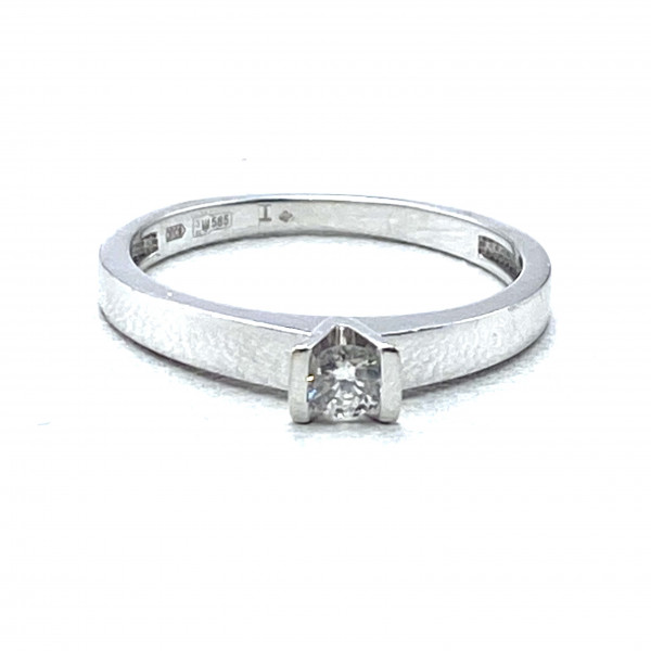 Каблучка з білого золота з жовтим діамантом