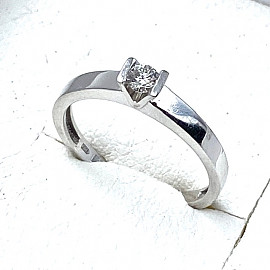 Каблучка з білого золота з жовтим діамантом