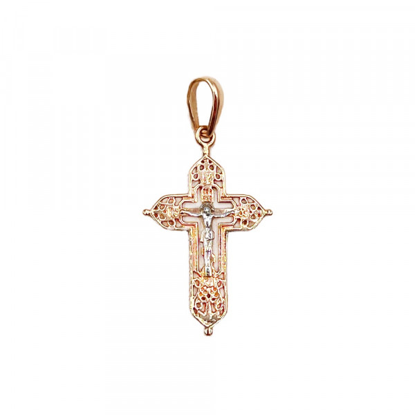 Золотий хрестик червоного з білим кольору