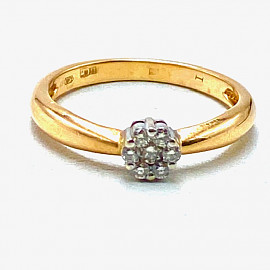 Золота каблучка червоного з білим кольору з жовтими діамантами 01-200884610