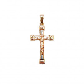 Хрестик з золота у червоному з білим кольорі 01-200902610