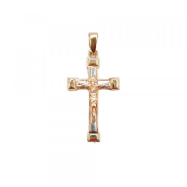 Хрестик з золота у червоному з білим кольорі