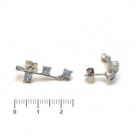 Серьги из золота в белом цвете с цирконом