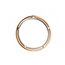 Золота обручка у червоному з білим кольорі з жовтим діамантом