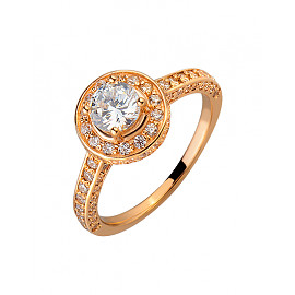 Кольцо из красного золота с цирконом 01-200063911