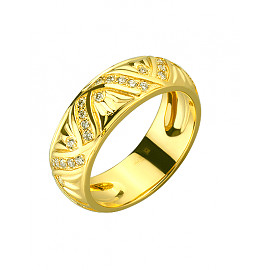 Обручальное кольцо из желтого золота с желтыми бриллиантами 01-200092611