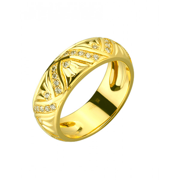 Обручальное кольцо из желтого золота с желтыми бриллиантами