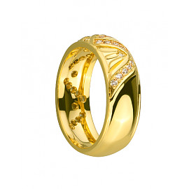 Обручальное кольцо из желтого золота с желтыми бриллиантами