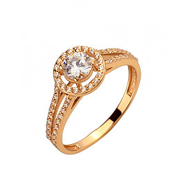 Кольцо из золота красного цвета с цирконом 01-200175311