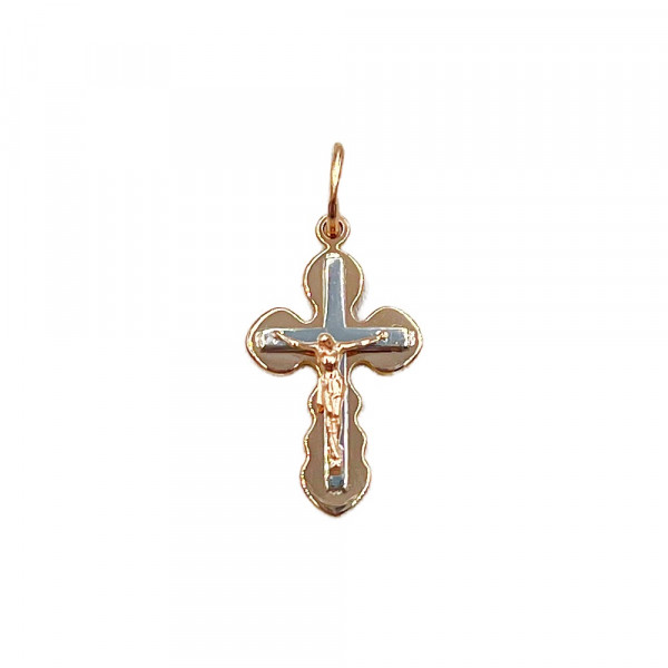 Хрестик з золота червоного з білим кольору