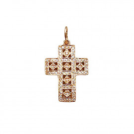 Крестик из красного золота с цирконом 01-200786311