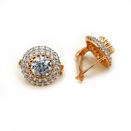 Сережки з червоного з білим золота з цирконом 01-200788411