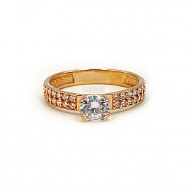 Каблучка з золота червоного кольору з цирконом 01-200796911