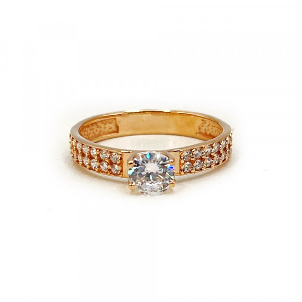 Каблучка з золота червоного кольору з цирконом