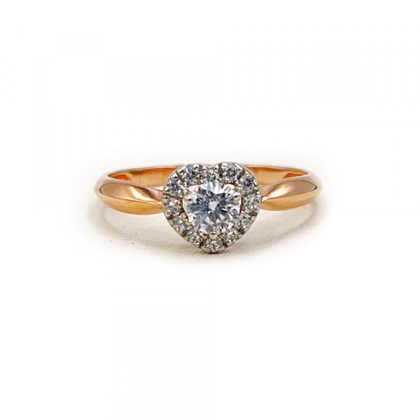 Кольцо из золота красного с белым цвета с цирконом