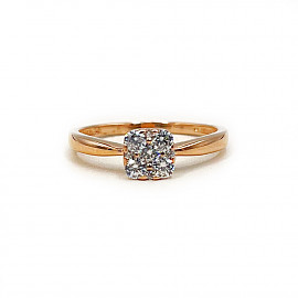 Золота каблучка червоного з білим кольору з цирконом 01-200880011