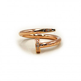 Золота каблучка червоного кольору з цирконом «Цвях» 01-200893311