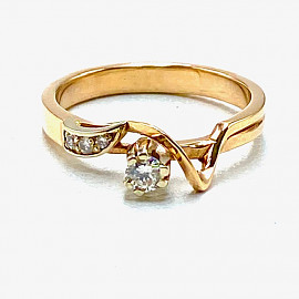 Кольцо из красного с белым золота с желтыми бриллиантами 01-200915111