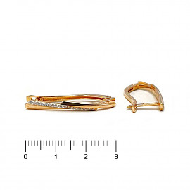 Серьги из красного с белым золота с цирконом