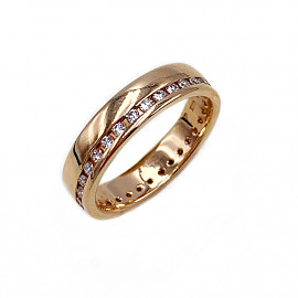 Кольцо из золота красного цвета с желтыми бриллиантами