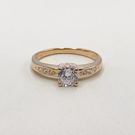 Золотое кольцо красного цвета с цирконом 01-19287212