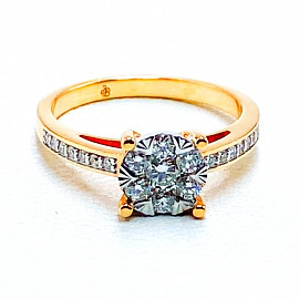 Золотое кольцо в красном с белым цвете с белыми бриллиантами 01-200099412