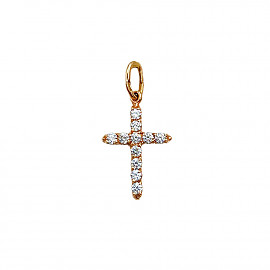 Хрестик з золота червоного кольору з цирконом 01-200149712