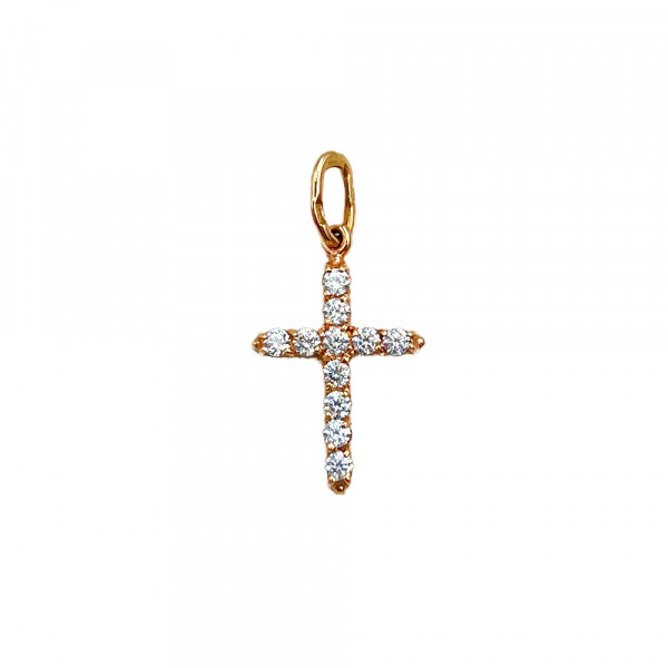 Хрестик з золота червоного кольору з цирконом