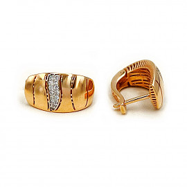 Серьги из красного с белым золота с цирконом 01-200179012