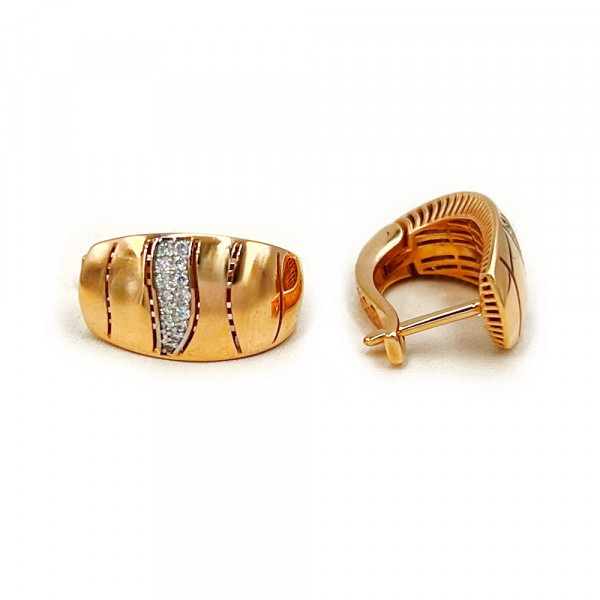 Серьги из красного с белым золота с цирконом