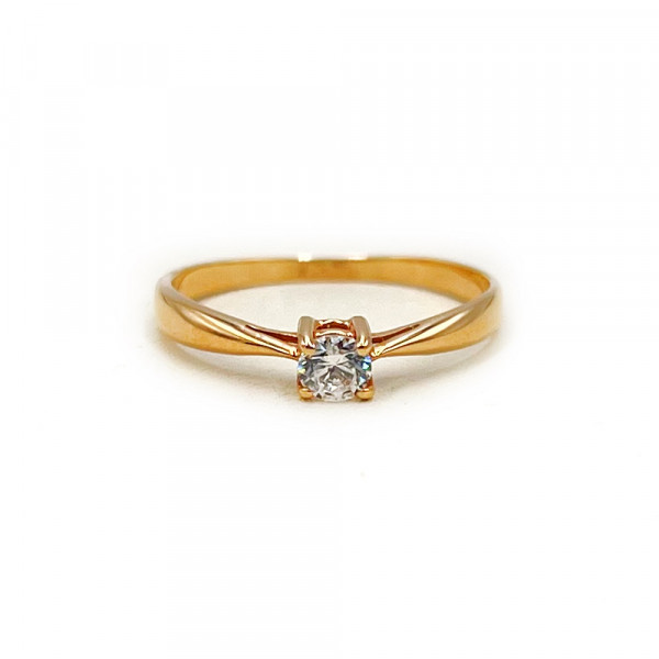 Золота каблучка червоного кольору з цирконом