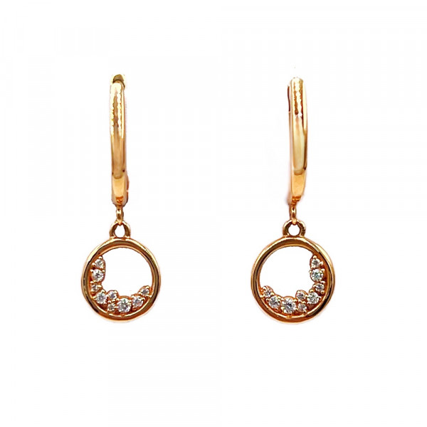 Серьги из красного с белым золота с цирконом