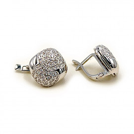 Золотые серьги в белом цвете с цирконом 01-200593612