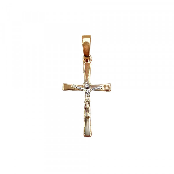 Хрестик з золота у червоному з білим кольорі