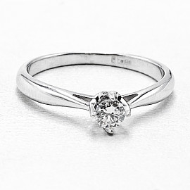 Кольцо из золота в белом цвете с белым бриллиантом 01-200789812