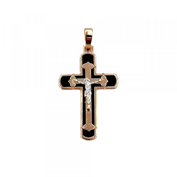 Крестик из золота с эмалью