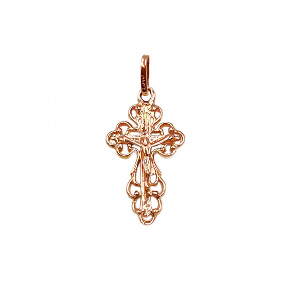 Золотой крестик в красном цвете