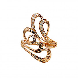 Каблучка з золота червоного кольору з цирконом 01-200863012