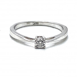 Кольцо из золота в белом цвете с желтым бриллиантом 01-200915112