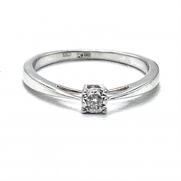 Кольцо из золота в белом цвете с желтым бриллиантом